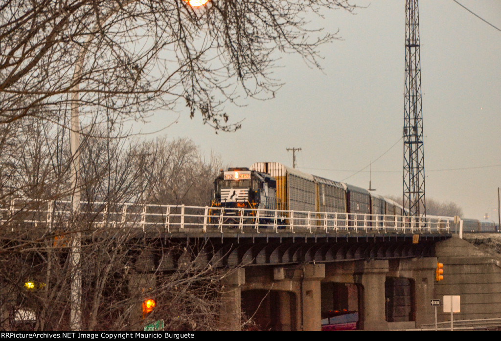 NS SD40-2 Locomotive over the bridge